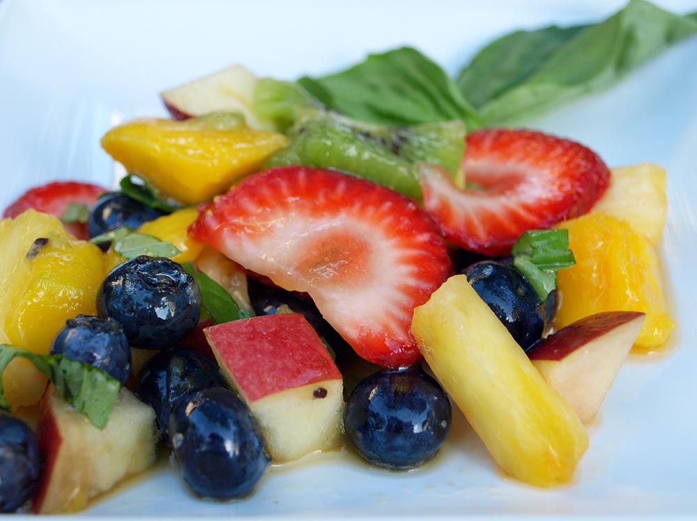 Fruit Salad With LimeBasil Dressing Honey Creek Kitchen