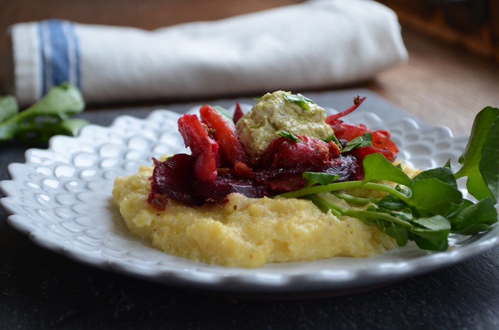 Parmesan Polenta with Roasted Root Veggies