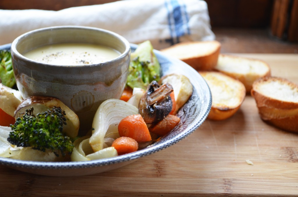 Roasted Vegetables with Cheese Sauce and Toasts