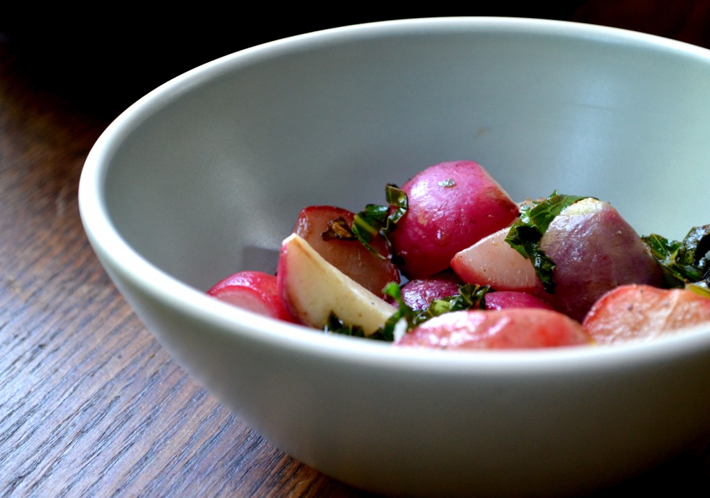 Radishes in Blue Bowl