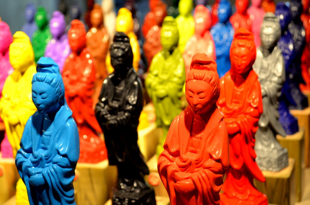 An Art Prize exhibit...these figurines were made by melting Crayola crayons into molds.