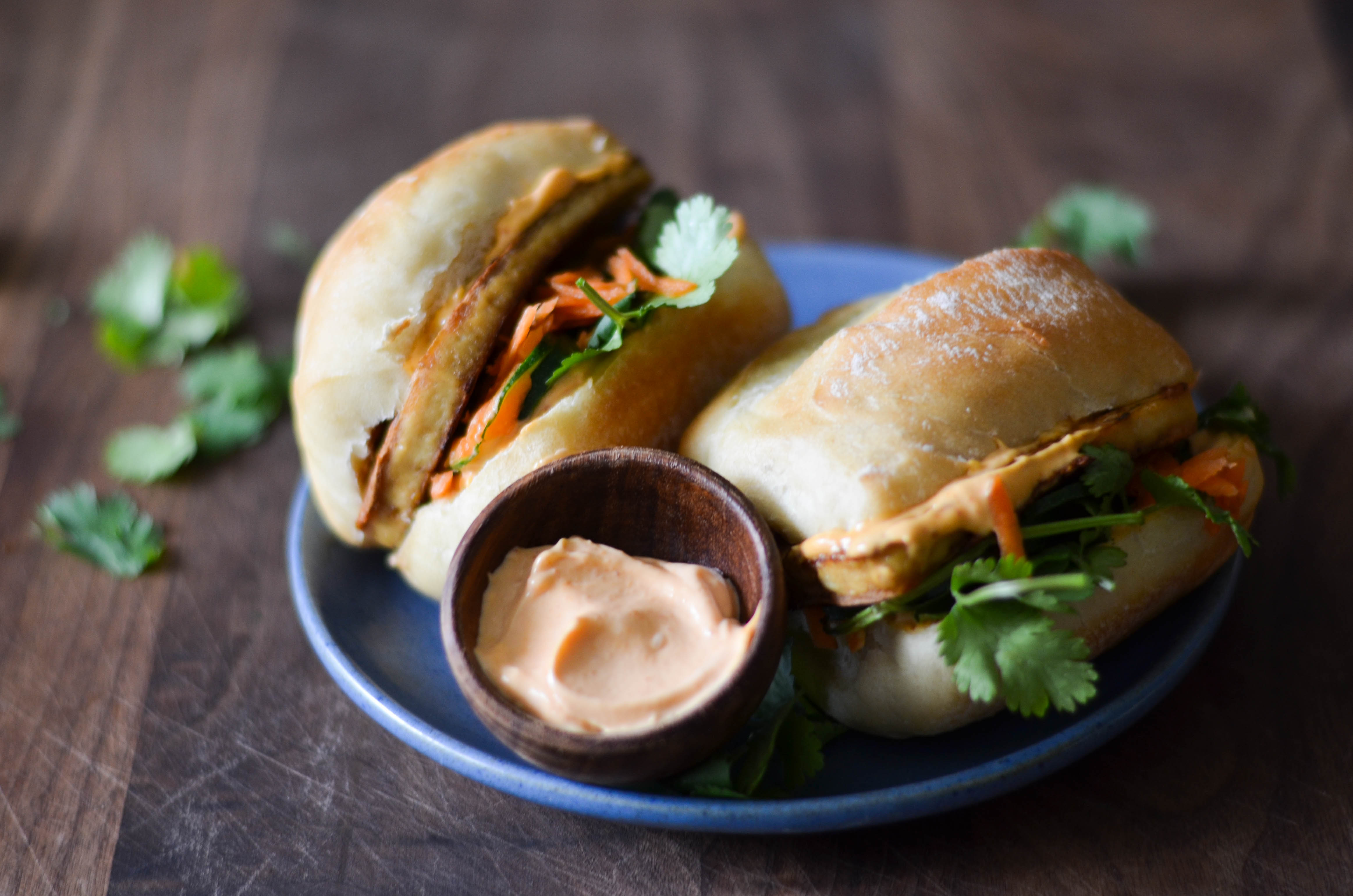 Easy PanFried Tofu Banh Mi Sandwich Honey Creek Kitchen
